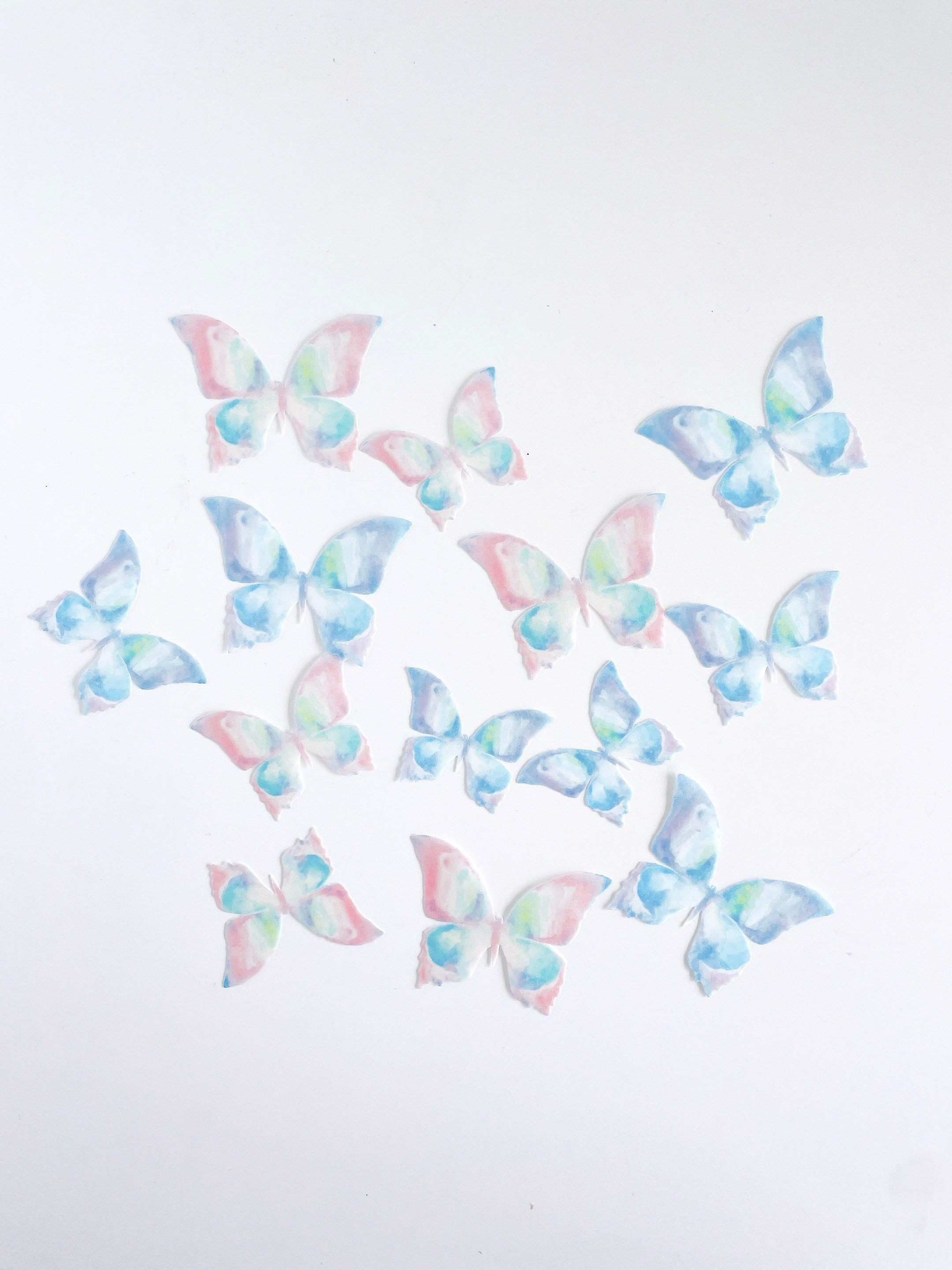 Edible Wafer Butterflies – Blue & Purple Watercolor Design For Cakes & Cupcakes